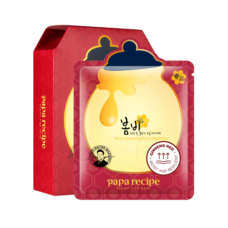 Paparecipe春雨紅參蜂蜜精油面膜 10片（紅色）